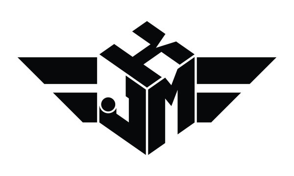 KJM three letter gaming logo in polygon cube shape logo design vector template. wordmark logo | emblem logo | monogram logo | initial letter logo | sports logo | minimalist logo | typography logo |
