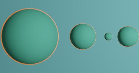 Render with blue and green balls with orange glow