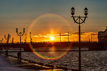北海道釧路市幣舞橋の夕日