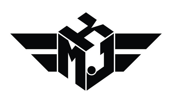 KMJ three letter gaming logo in polygon cube shape logo design vector template. wordmark logo | emblem logo | monogram logo | initial letter logo | sports logo | minimalist logo | typography logo |