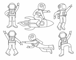 Obraz premium Doodle set of cute astronaut.