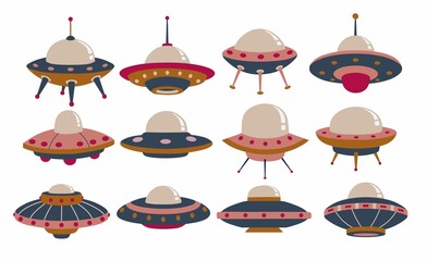  set of cute ufo isolated on a white background. © andin