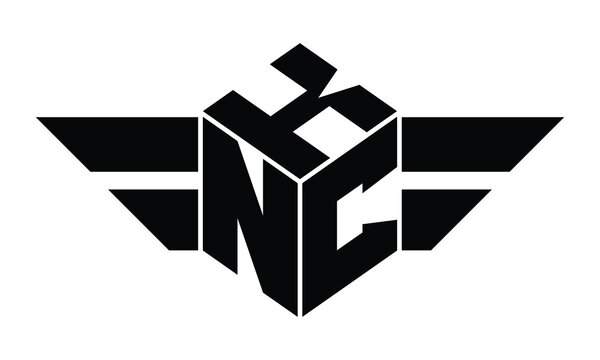 KNC three letter gaming logo in polygon cube shape logo design vector template. wordmark logo | emblem logo | monogram logo | initial letter logo | sports logo | minimalist logo | typography logo |