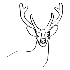 Maral. A deer's head drawn with a single line. An image of a Christmas deer. A festive deer. Background for postcards, banners, covers, albums, mobile screensavers, scrapbooking, advertising, blogs.