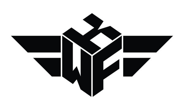 KWF three letter gaming logo in polygon cube shape logo design vector template. wordmark logo | emblem logo | monogram logo | initial letter logo | sports logo | minimalist logo | typography logo |