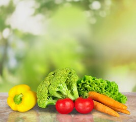 World Food Safety Day Poster, vegetables on the desk