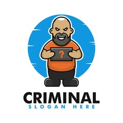 Vector Logo Illustration Criminal Mascot Cartoon Style.