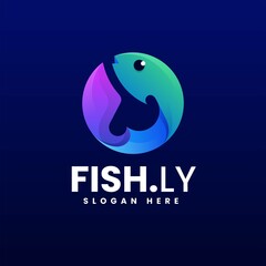 Vector Logo Illustration Fish Gradient Colorful Style.