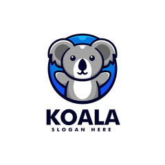 Vector Logo Illustration Koala Simple Mascot Style.