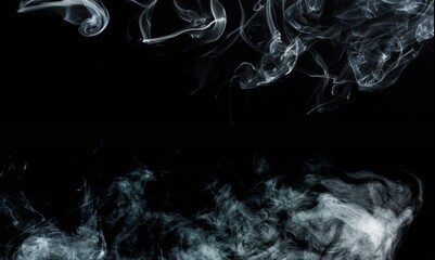 Smoke over black background. Fog or steam texture concept.