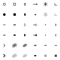 36x Aufzählungszeichen Auflistung Stichpunkte - Typografie - Zeichen Icons Grafiken 