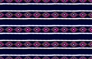 Fabric ikat style. Geometric ethnic seamless pattern in tribal. Aztec art ornament print. Design for background, wallpaper, illustration, fabric, clothing, carpet, textile, batik, embroidery.