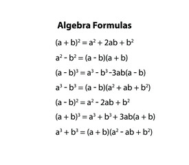 Math's algebra formals. mathematical formula equation. math's important  formals