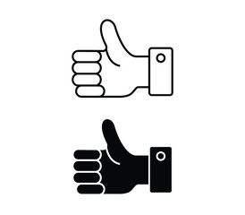 Like icon. Hand like. Thumb up. Outline love symbol. Social media sign. Seal of approval. OK sign. Like symbol. Premium quality. Achievement badge. Quality mark. Thumb icon. Human hand.Flat Hand Like 