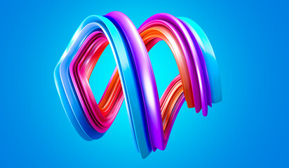 Abstract 3d rendering of twisted lines. Modern background design, illustration of a futuristic shape