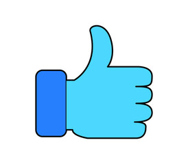 Like icon. Hand like. Thumb up. Outline love symbol. Social media sign. Seal of approval. OK sign. Like symbol. Premium quality. Achievement badge. Quality mark. Thumb icon. Human hand.Flat Hand Like 