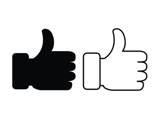 Like icon. Hand like. Thumb up. Outline love symbol. Social media sign. Seal of approval. OK sign. Like symbol. Premium quality. Achievement badge. Quality mark. Thumb icon. Human hand.Flat Hand Like 