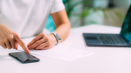 Woman Checking her Bloodwork Results