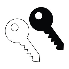 Key flat vector icon. outline style sign. Simple hand drawn illustrations symbol for concept infographics, designs projects, UI and UX, website or mobile application.