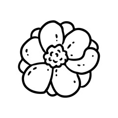 Anemone lineart vector icon. Spring flower doodle comic style image. Hand drawn isolated lineart image for prints, designs, cards. Web and mobile