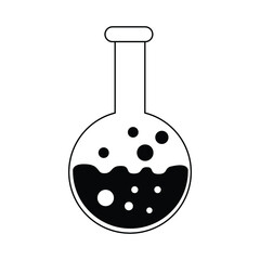 Laboratory Glass Florence Flask Science Experiment With Liquid Chemical Solution