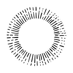 Sunburst, explosion effects, vintage doodle isolated on white background