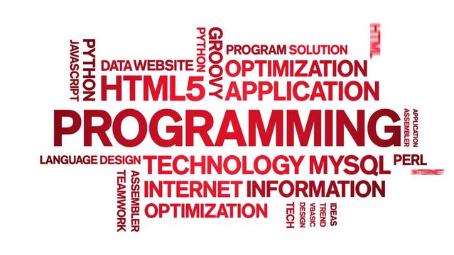 Programming animated tag word cloud;text design animation kinetic typography seamless loop.