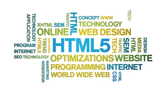 HTML5 animated tag word cloud;text design animation kinetic typography seamless loop.