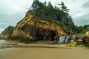 Hug Point State Recreation Site Park, Northern Oregon Coast on Highway 101	