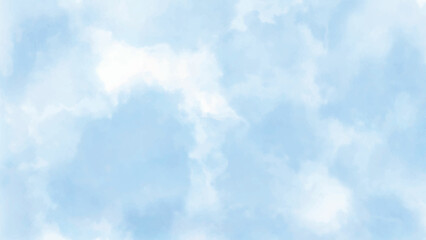 The white cloud and blue sky. Watercolor style artwork background. Tender blue sky, small clouds with a natural effect