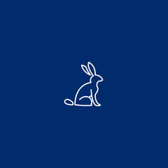 Rabbit animal symbol logo icon concept in isolated blue background vector illustration