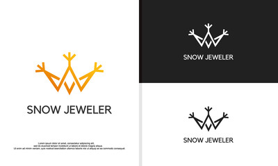 logo illustration vector graphic of crown combined with snow. fit for jewelry brand