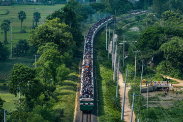 Crowded trains. People travelling home to celebrate Eid with their families.