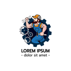 Mechanic Logo Character Vector Illustration