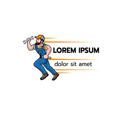 Mechanic Logo Character Vector Illustration