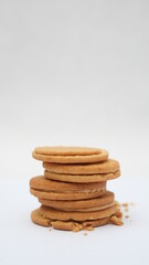 Stack of wheat biscuits isolated on white background