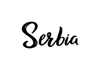 Serbia Lettering. Handwritten country name. Vector design template.