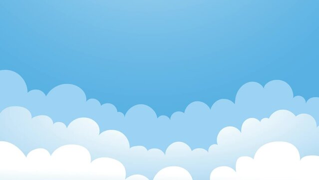 2d animation of blue sky and white clouds with sunny weather