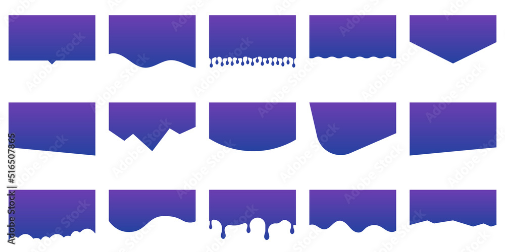 Aufkleber set of dividers shapes for website. curve lines, drops, wave collection of abstract design element f