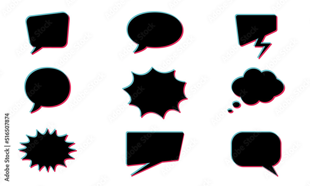 Aufkleber set of black empty speech bubbles. collection of web or social media speech bubbles of different sha
