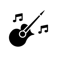 Guitar icon with tone. Icon related to party. Solid icon style, glyph. Simple design editable