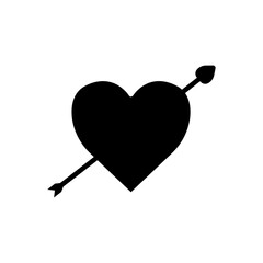 Heart icon with arrow. Icon related to wedding. Solid icon style, glyph. Simple design editable