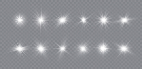 Glow effect. Star on transparent background.Bright sun. Vector illustration.