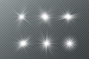 Glow effect. Star on transparent background.Bright sun. Vector illustration.