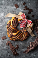 Traditional sweet chocolate baking bread- cake chocolate babka