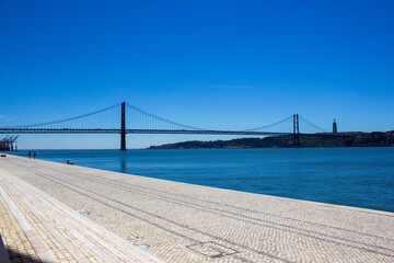 The 25 April Bridge over the Tagus River, Lisbon, Portugal