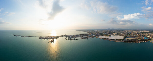 Panorama of Oil refinery or petroleum refinery in the industrial factory of heavy industry, oil...