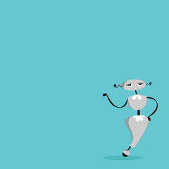 Retro vector illustration graphic of a cartoon robot character