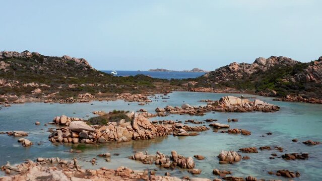 Sardinia - Cala Marras & Cala Giorgio Marino - Drone view of the sea with rocks