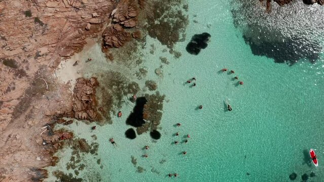 Sardinia - Cala Marras & Cala Giorgio Marino - Flying above beautiful and clear water of the Mediterranean sea